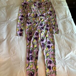 MOTT50 HONEY PLUM FRUIT PLUM BATHING SUIT + LEGGINGS SZ S